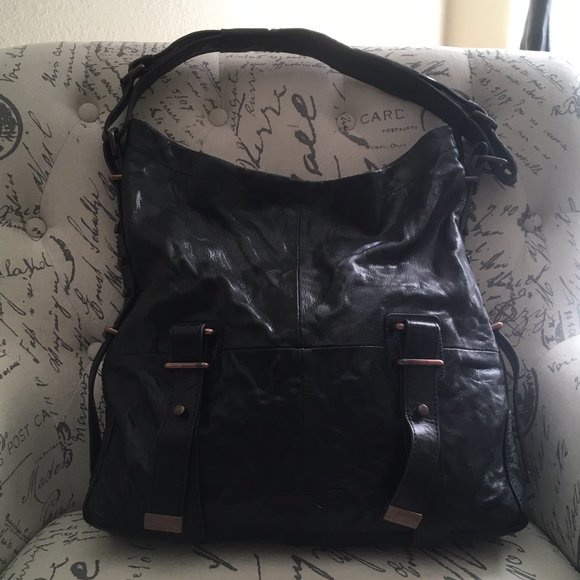 NWT BCBG MAX AZRIA hobo black leather bag - Picture 4 of 13